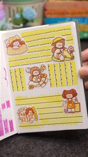 Yellow Themed Cute Girl Kawaii Journal Ideas 💛✨ #shorts #sticker #kawaii #journal