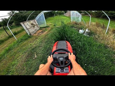 POV Mowing Grass with a Lawn Tractor – Satisfying Yard Work