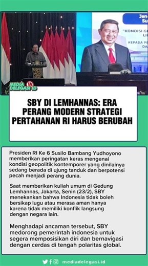 SBY di Lemhannas: Era Perang Modern, Strategi Pertahanan RI Harus Berubah