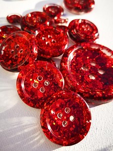The Drop Red Gorgeous Button - Red Holographic Sparkle Glitter Button: Handmade Resin Buttons - Etsy
