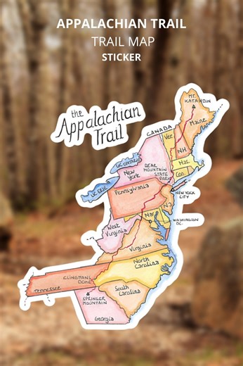 Appalachian Trail Map Sticker: Watercolor Vinyl Decal - Etsy
