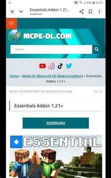 tutorial facil e rapido de como instrala o mod essentials #smartphone #minecraft