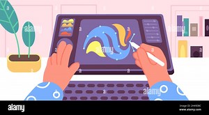 Animation process. Computer graphic screen, animator artist create motion movie. Professional video editor, home game studio utter vector concept Stock Vector Image & Art - Alamy