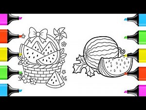 Cute Watermelon Coloring 🍉 | Easy Watermelon Drawing and Coloring for All Ages