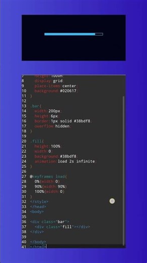 Loading Bar Using HTML And CSS #coding