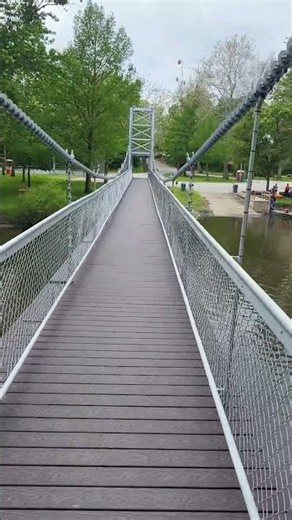 The Veterans Memorial Swinging Bridge in Winamac IN, built in 1923 and is one of the last remaining.