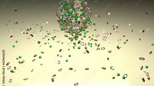 Immerse yourself in the enchanting world of our abstract 3D animation featuring a captivating green-toned sphere that defies gravity. Watch in awe as tiny objects come alive, irresistibly drawn toward Stock Video