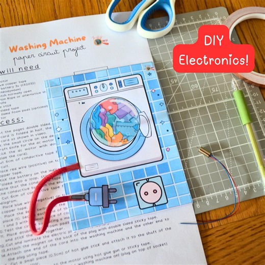 Washing Machine Paper Circuit Printable Project, DIY Electronics Kids, STEM Activities for Children, Interactive Tech INSTANT Download Pdf - Etsy