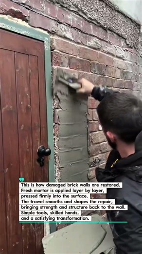 Fixing Damaged Brick Wall Like a Pro #Masonry #BrickRepair #Construction