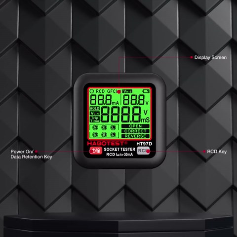 GFCI Outlet Tester with LCD Display, HABOTEST Receptacle Detector, Electric Voltage Tester for Standard 3-Wire 260V AC Voltage, Socket Checker 6 Visual Indicators/Wiring Legend for Home