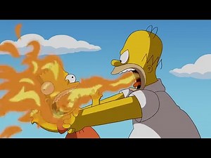 Homer breathes fire in Bart's face (The Simpsons)