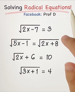 118K views · 5.7K reactions | Solving Radical Equations! ❤️ | Prof D | Facebook