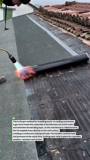 Torch-On Roofing Membrane Install Method #roofing #waterproofing #construction