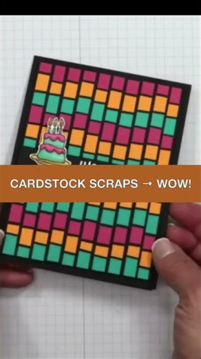 Make This Mosaic Card Background With Cardstock Scraps! 🤩 #shorts