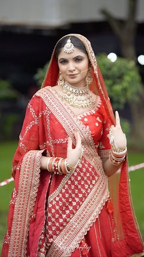 10K views · 112 reactions | Radiant in red, a bride’s elegance speaks louder than words ✨❤️ #bride #red #love #lehenga #makeup #makeupartist #artist #beauty #beautiful #instagram #reels #tranding | Bijal Gada Makeovers | Facebook