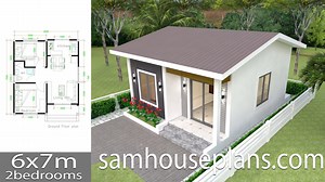 13K views · 180 reactions | House Plans 6x7m with 2 bedrooms https://samhouseplans.com/product/house-plans-6x7m-with-2-bedrooms/ | Sam Architect | Facebook