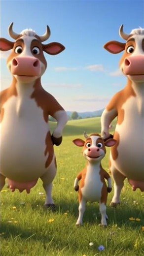 Experience the joy of the meadow with our dancing cow family! 🐄✨