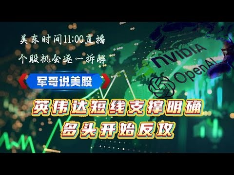 美股盘前｜英伟达短线支撑明确，多头开始反攻。#美股 #英伟达 #特斯拉 #英特尔 #AMD #纳斯达克 #美股分析 #财报行情 #股市解读 #军哥说美股 #投资策略