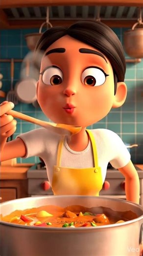 🍗🥘Animated Girl Cooking Food & Enjoying Chicken 🍗 | Satisfying Cartoon #animatedshorts #ai #cooking