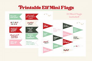 Printable Elf Mini Pennant Flags - 24 Pack / Christmas Holiday Props Parent DIY / Digital Download / Cute Retro - Etsy