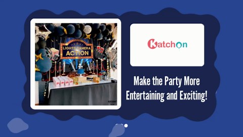 KatchOn, Lights Camera Action Backdrop - Large, 72x44 Inch | Movie Theme Party Decorations, Oscar Party Decorations | Lights Camera Action Decorations | Hollywood Backdrop