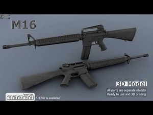 M16 Ready to Use and 3D Print 3D model