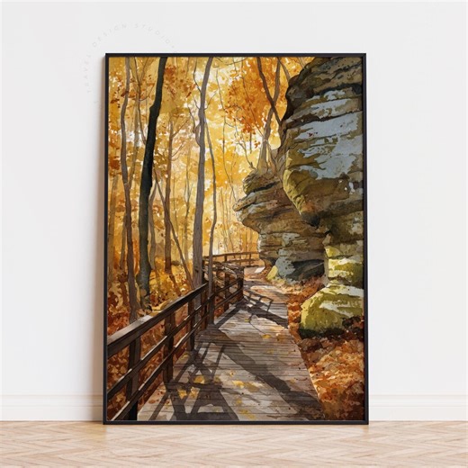 Rock Cut State Park Illinois – Watercolor Travel Poster - Etsy