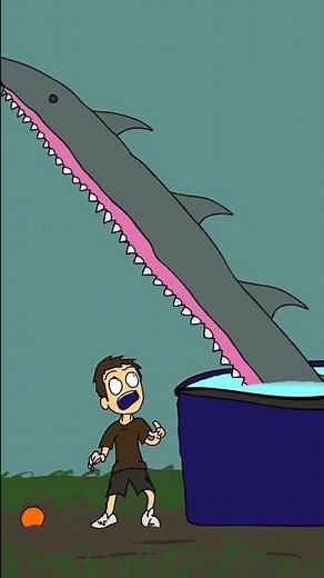 Beware of sharks... in the pool? 🐟 #shorts #shark #animation