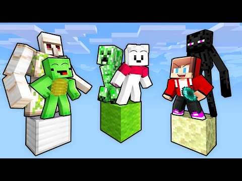 JJ and Mikey Survive On ONE BLOCK With MOBS in Minecraft!