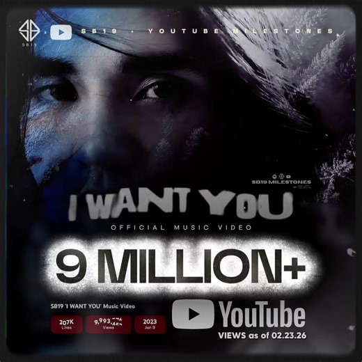 @SB19 Official's #IWantYou MV Unlocks #9MillionViews on YouTube 🔥🤩👑 #SB19 #SB19Pagtatag ⚠️ #SB19IWantYou