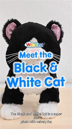 Meet the Webkinz Plush Black and White Cat 🖤🤍 This classic and cozy new plush is coming to stores this February! Each Black and White Cat plush comes with two virtual pet codes so you can adopt your pet in both Webkinz Classic and Webkinz Next. Plus, each virtual Black and White Cat comes with a Yarn Ball Cocoon Bed and a tasty serving of Blackened Cod. Follow us for more Meet the Pet videos and plush updates! Visit our Store Locator: https://tr.ee/LHICcZ @GanzMidwestCBK #Webkinz #WebkinzPlush