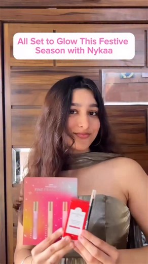 Gearing up to glow ✨ With a little help from 🥰e.l.f. smokey kohl liner 🥰Dot & Key’s strawberry 10% niacinamide face serum, and 🥰 Nykaa wanderlust fine fragrance set 🍓💖 Shop all your festive favs from Nykaa 💫 | Nykaa