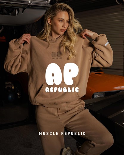 AP Republic has arrived. Twenty limited-edition fleece pieces, co-designed with Adrian Portelli. A capsule built from the ground up, rooted in ambition, movement, and meaning. Oversized hoodies, relaxed trackies, classic shorts. All cut in heavyweight fleece. All finished with bold puff-print and a quote from Adrian’s mum: “You're a dreamer.” | Muscle Republic