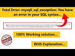Fatal Error: Uncaught mysqli_sql_exception: You have an error in your SQL Syntax
