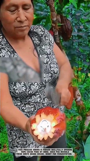 The Amazing Process of Opening a Cacao Fruit 🍫🌱#smartfarming #gardeningtips #gardenplant