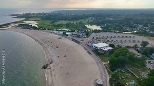 Ocean Beach aerial view in Ocean Beach Park at the mouth of Thames River in New London, Connecticut CT, USA.