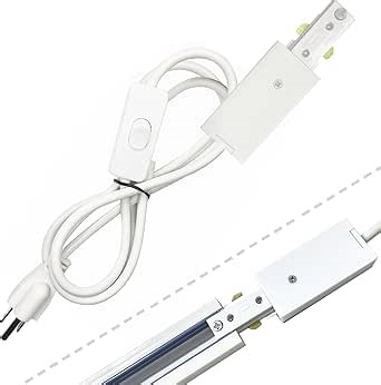 White Track Lighting Live End Cord Kit, 9.84FT H Track Live End Feed Connector, Suitable for H Type Single Circuit 3-Wire-1 Track Lighting Systems