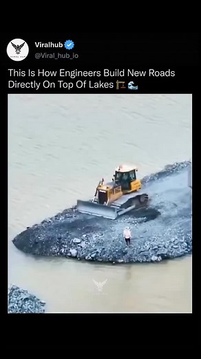 Viral Hub on Instagram: "Engineers use several specialized techniques to build roads directly on top of or across lakes, depending on water depth and environmental conditions. 1. Bridge Foundations in Water When the road is a bridge, engineers must establish solid supports (piers) in the water. Key methods include: Caissons: Large, watertight, hollow structures sunk to the lakebed. Workers excavate inside the caisson to reach a stable foundation, after which it is typically filled with concrete.