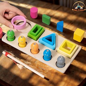 Montessori Fishing and Color Sorting Toy, Wooden Stacking Educational Toys, Sensory Preschool Toys for Kids - Etsy
