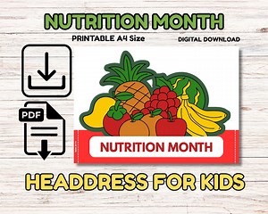 Nutrition Month Headdress: Printable Fruit & Vegetable Crown (PDF) - Etsy