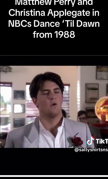 A deep throwback of Matthew Perry in 1988 starring in NBC’s Dance ‘Til Dawn, a 1988 movie about a senior prom, playing Christina Applegate’s boyfriend.