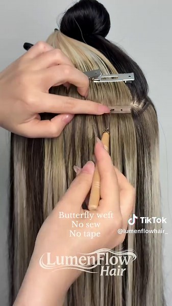 Butterfly Weft Hair Extension Install — No Sew, No Tape (Stylist Discount)