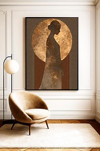 Scandinavian Silhouette Moon Art | Nordic Woman Minimal Wall Decor | Neutral Earthy Art Print | Feminine Scandinavian Art Print - Etsy