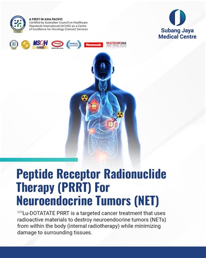 SJMC on Instagram: "🎯 𝗣𝗲𝗽𝘁𝗶𝗱𝗲 𝗥𝗲𝗰𝗲𝗽𝘁𝗼𝗿 𝗥𝗮𝗱𝗶𝗼𝗻𝘂𝗰𝗹𝗶𝗱𝗲 𝗧𝗵𝗲𝗿𝗮𝗽𝘆 (𝗣𝗥𝗥𝗧): 𝗔 𝗧𝗮𝗿𝗴𝗲𝘁𝗲𝗱 𝗔𝗽𝗽𝗿𝗼𝗮𝗰𝗵 𝘁𝗼 𝗡𝗲𝘂𝗿𝗼𝗲𝗻𝗱𝗼𝗰𝗿𝗶𝗻𝗲 𝗧𝘂𝗺𝗼𝘂𝗿𝘀 (𝗡𝗘𝗧) Peptide Receptor Radionuclide Therapy (PRRT) is an advanced targeted cancer treatment designed to precisely attack tumour cells while minimising damage to healthy tissues. PRRT uses a radiolabeled peptide that binds to specific receptors on NET cells. Once attached, the radioactive component deliv