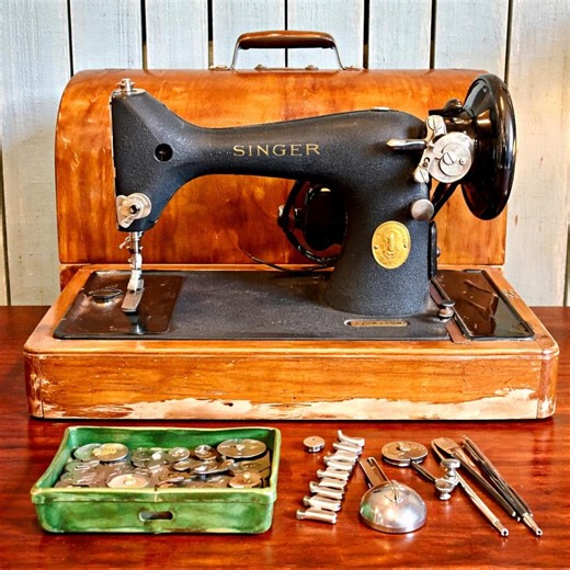 1950 Singer 99K Portable Sewing Machine W Key, Attachments & Bentwood Case | Fully Working Vintage Black Gold - Etsy