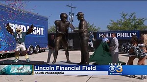 PHILLY PHILLY! A 9-foot tall statue depicting one of the most memorable moments in Philadelphia Eagles history now sits outside of Lincoln Financial Field. https://cbsloc.al/2oGdCn1 | CBS Philadelphia