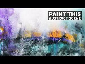 Abstract Watercolor Landscape Painted with Credit Card
