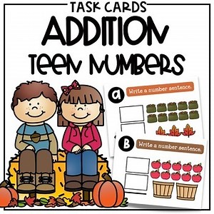 Autumn Math Task Cards – Teen Numbers Addition (11–19)