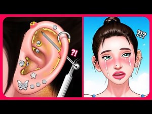 [ASMR] Cool Girl's Ear Piercing and Earwax Removal👂 Satisfying ASMR for Eyes & Ears!