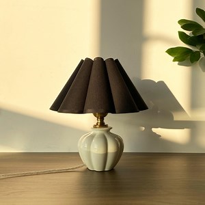 Handmade Ceramic Table Lamp With Petal Fabric Shade, 3 Color Adjustable Light, 11.8” Bedside Lamp, Free Bulb Included - Etsy